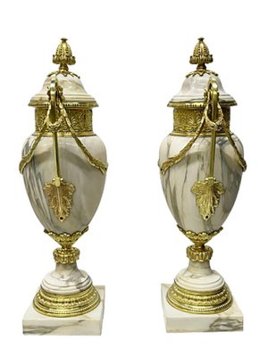 Antique French Vases in Marble with Ormolu, Set of 2-UCH-1251142