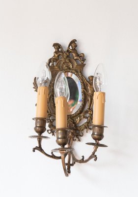 Antique French Wall Lights with Mirror, 19th Century, Set of 2-JWI-1362135