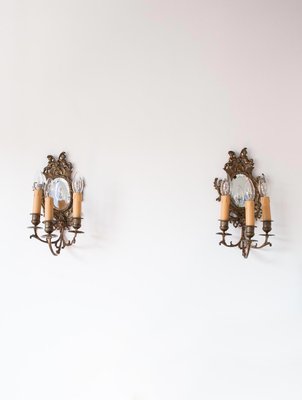 Antique French Wall Lights with Mirror, 19th Century, Set of 2-JWI-1362135