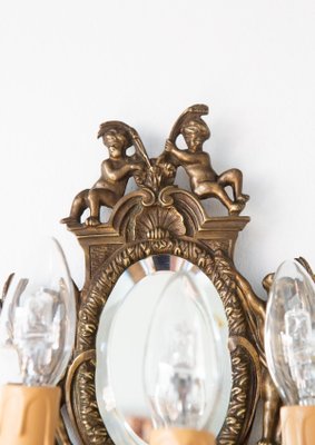 Antique French Wall Lights with Mirror, 19th Century, Set of 2-JWI-1362135