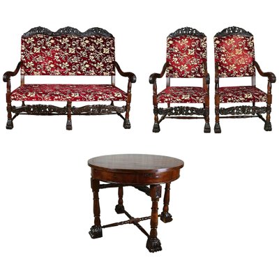 Antique French Walnut Throne Seating Set, Set of 4-YZB-1822903