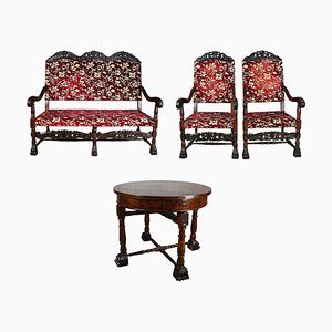 Antique French Walnut Throne Seating Set, Set of 4-YZB-1822903