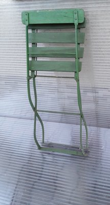 Antique German Collapsible Beer Garden Chair with Green-Painted Iron Frame, 1920s-HOI-1755850