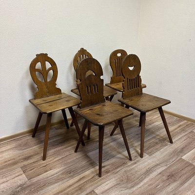 Antique German Farmhouse Chairs, 1800s, Set of 5-ALF-2033592