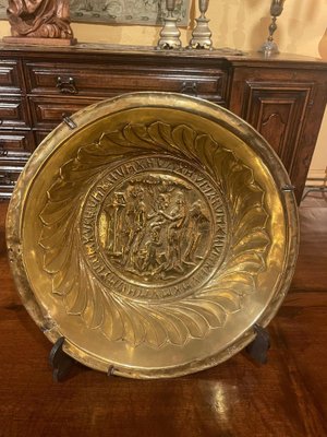 Antique German Offering Basin in Brass, 1500s-HPU-1452854