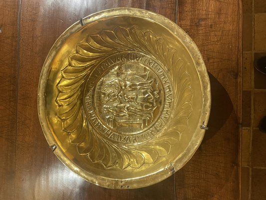 Antique German Offering Basin in Brass, 1500s-HPU-1452854