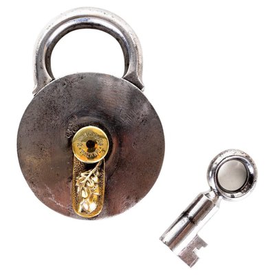 Antique German Padlock-Lock F. Sengpiels Patent with Otiginal Key, 1902-SPD-1451253