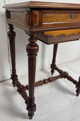 Antique German Walnut Sewing Table-WZZ-826371