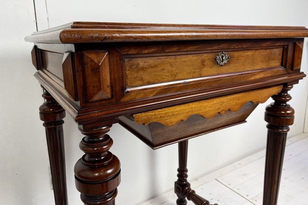 Antique German Walnut Sewing Table-WZZ-826371