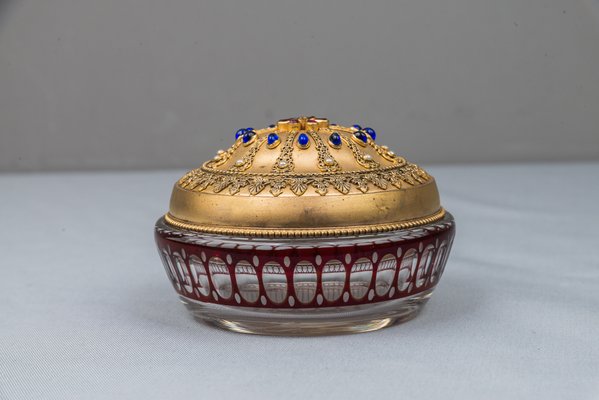 Antique Gilded & Cut Glass Sugar Bowl, 1890s-SPD-574673