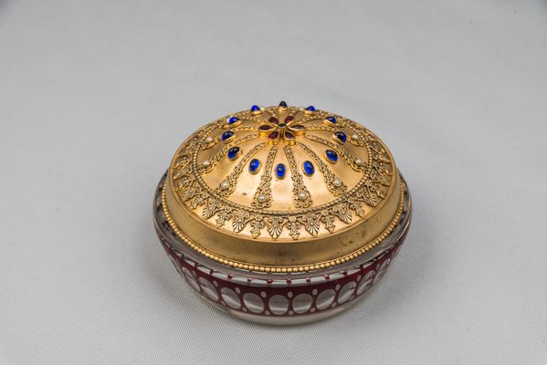 Antique Gilded & Cut Glass Sugar Bowl, 1890s-SPD-574673