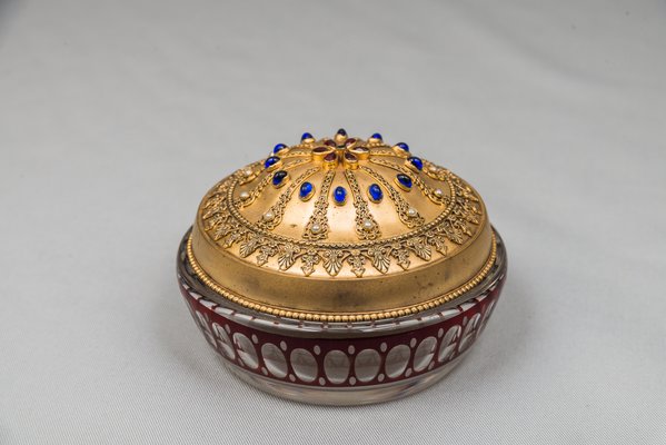 Antique Gilded & Cut Glass Sugar Bowl, 1890s-SPD-574673