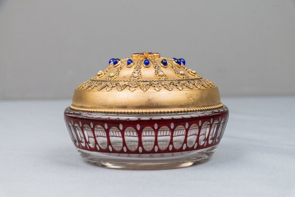 Antique Gilded & Cut Glass Sugar Bowl, 1890s-SPD-574673