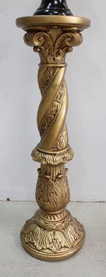 Antique Gilded Plaster Twisted Column and Bust of a Girl-RVK-729882