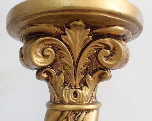 Antique Gilded Plaster Twisted Column and Bust of a Girl-RVK-729882