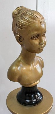 Antique Gilded Plaster Twisted Column and Bust of a Girl-RVK-729882