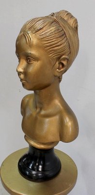 Antique Gilded Plaster Twisted Column and Bust of a Girl-RVK-729882