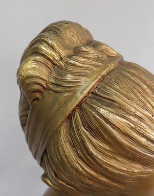 Antique Gilded Plaster Twisted Column and Bust of a Girl-RVK-729882