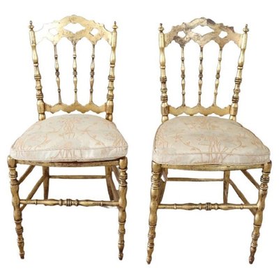 Antique Gilded Wood Chairs from Chiavari, Set of 2-DCO-1389723