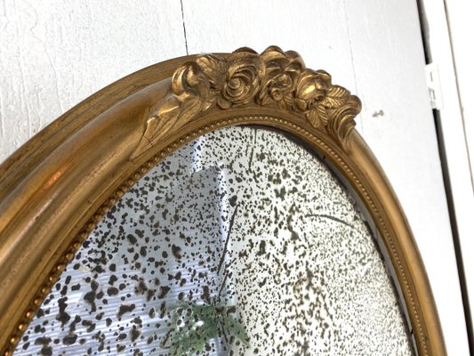 Antique Gilt and Mercury Plate Oval Mirror-WZZ-853133