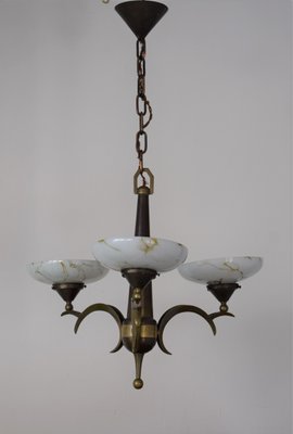 Antique Gilt Brass and Opal Ceiling Lamp by Dagobert Peche-VA-848166