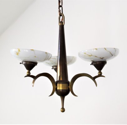 Antique Gilt Brass and Opal Ceiling Lamp by Dagobert Peche-VA-848166