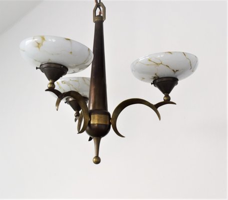 Antique Gilt Brass and Opal Ceiling Lamp by Dagobert Peche-VA-848166