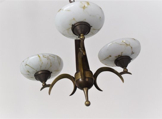 Antique Gilt Brass and Opal Ceiling Lamp by Dagobert Peche-VA-848166