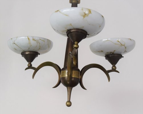 Antique Gilt Brass and Opal Ceiling Lamp by Dagobert Peche-VA-848166