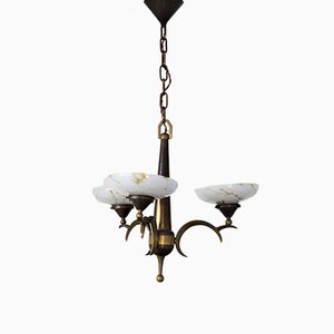 Antique Gilt Brass and Opal Ceiling Lamp by Dagobert Peche-VA-848166