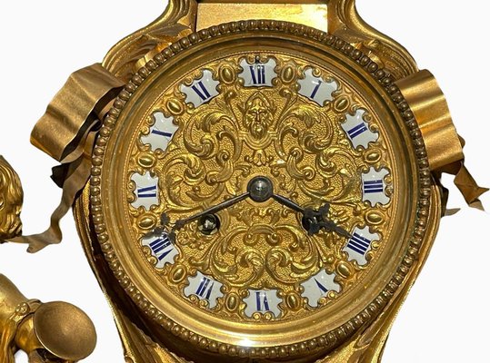 Antique Gilt Bronze Clock with Puttis-NEV-2017104