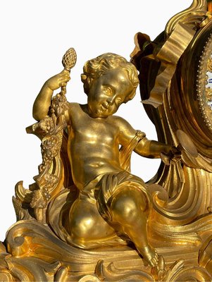 Antique Gilt Bronze Clock with Puttis-NEV-2017104