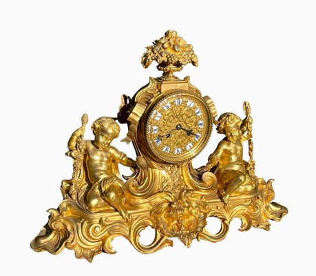 Antique Gilt Bronze Clock with Puttis-NEV-2017104