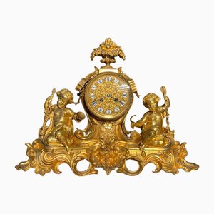 Antique Gilt Bronze Clock with Puttis-NEV-2017104