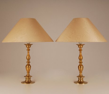 Antique Gilt Bronze Table Lamps Converted Church Altar Candleholders, Set of 2-GOE-952194