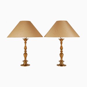 Antique Gilt Bronze Table Lamps Converted Church Altar Candleholders, Set of 2-GOE-952194