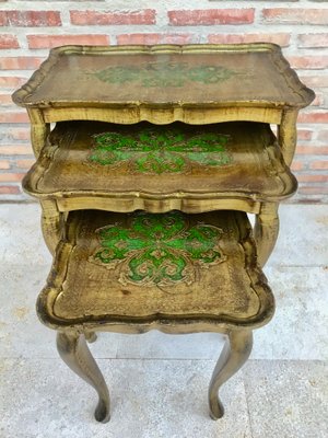 Antique Giltwood and Carved Side Tables with Cabriole Shaped Legs, Set of 3-NOU-676877