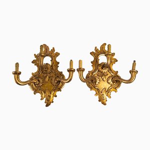 Antique Giltwood Wall Lights, Set of 2-WFS-1196706