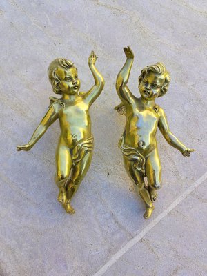 Antique Golden Ceramic Putti, 1800s, Set of 2-ZFY-1760974