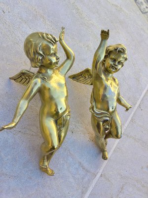 Antique Golden Ceramic Putti, 1800s, Set of 2-ZFY-1760974