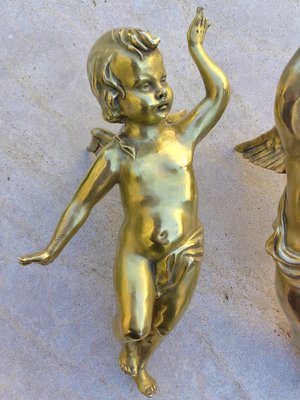 Antique Golden Ceramic Putti, 1800s, Set of 2-ZFY-1760974