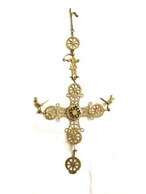 Antique Golden Metal Crucifix-OLY-590764