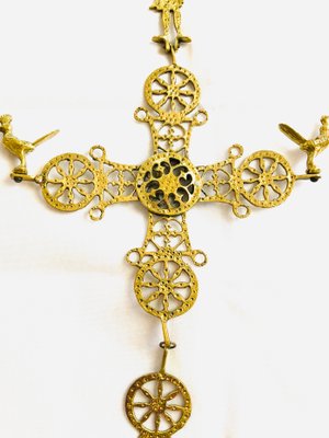 Antique Golden Metal Crucifix-OLY-590764