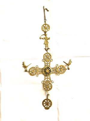 Antique Golden Metal Crucifix-OLY-590764