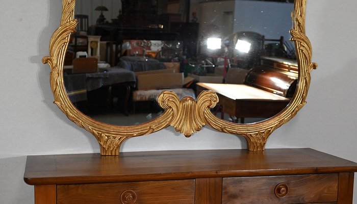 Antique Golden Wood Mirror in Louis XV Style-RVK-1348309