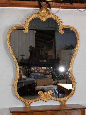 Antique Golden Wood Mirror in Louis XV Style-RVK-1348309