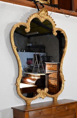 Antique Golden Wood Mirror in Louis XV Style-RVK-1348309