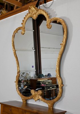 Antique Golden Wood Mirror in Louis XV Style-RVK-1348309