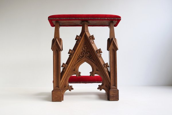 Antique Gothic Revival Prayer Bench Kneeler Stool, France, 1900s-OKN-2041057