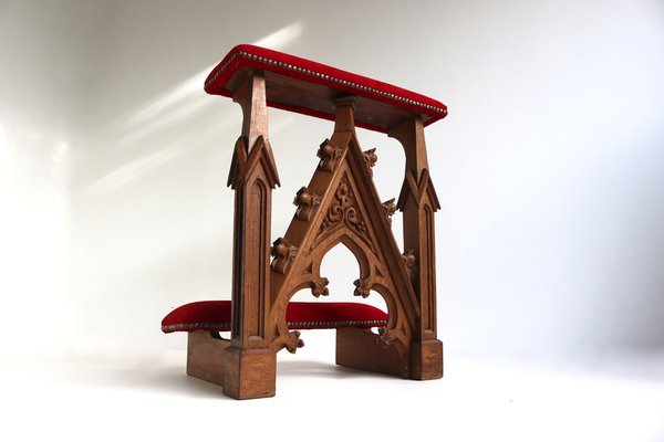 Antique Gothic Revival Prayer Bench Kneeler Stool, France, 1900s-OKN-2041057